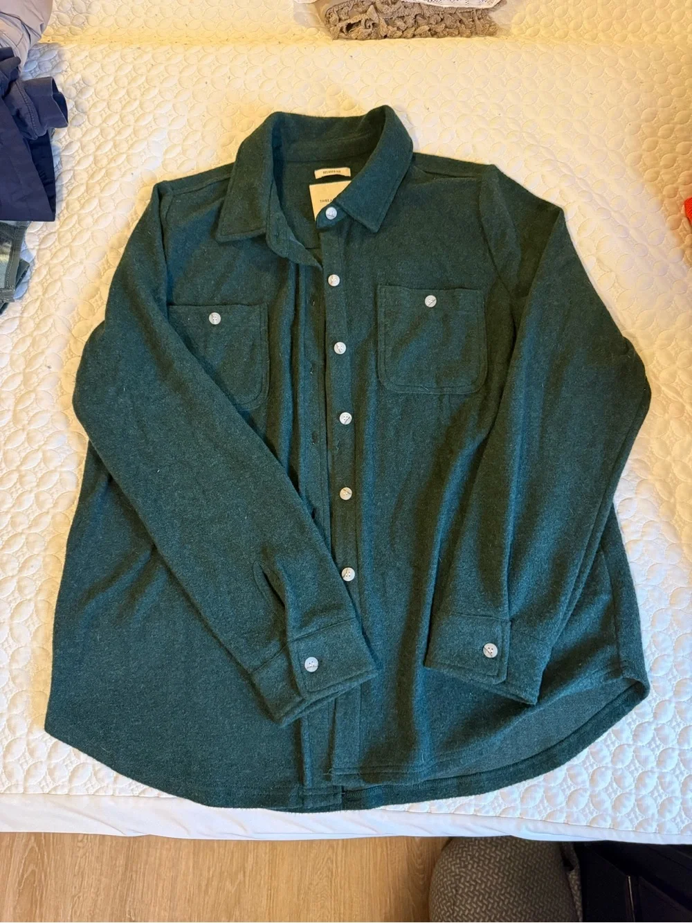Dark Green Button-Up Shirt Jacket